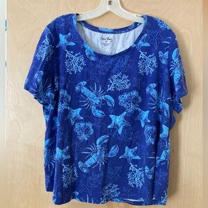 Coral Bay NWOT Blue Sea Life Women's Top Women’s Size XL